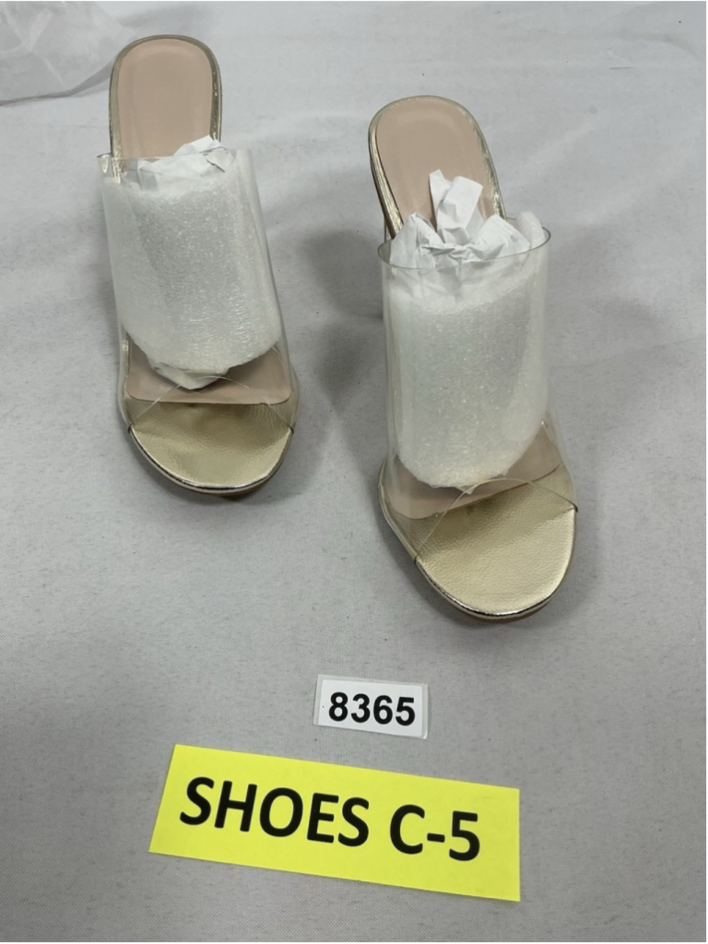 Womans New X2B Slipon High Heel Slide Sandals Size 8.5 Clear/gold